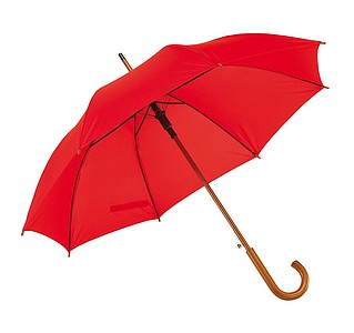Automatický deštník, červená, dřevěná rukojeť, pr. 103 cm - reklamní deštníky