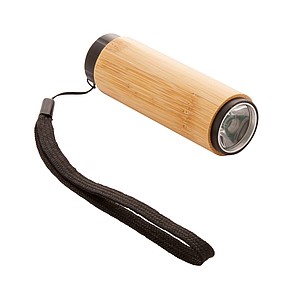AVARUA Hliníková svítilna s bambusovým povrchem, s COB LED diodou - reklamní předměty