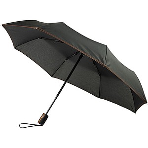 Černý skládací deštník s barevným kontrastem, průměr 96 cm černá/oranžová - reklamní deštníky