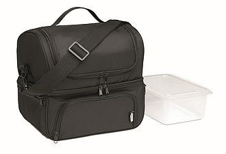 Chladící taška s dvěma přihrádkamiz RPET, černá - reklamní předměty