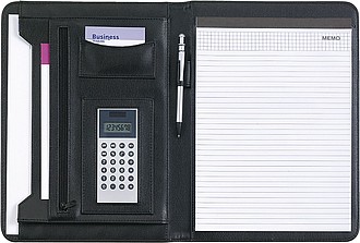 DĚKAN Konferenční desky A4 s kalkulačkou a blokem,černá - reklamní desky