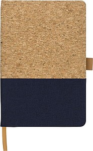 ERDOL Linkovaný zápisník A5 s deskami z bavlny a korku, 80 stran, modrá - ekologické reklamní předměty