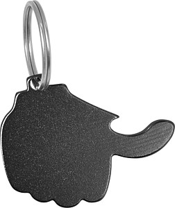 FEREDO Hliníkový přívěsek na klíče ve tvaru palce, černá - klíčenky s potiskem