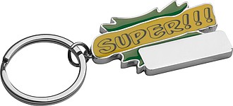 Kovový přívěsek na klíče "SUPER ", zelený - klíčenky s potiskem