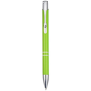 Kuličkové pero z recyklovaného hliníku s černou náplní, světle zelené - propisky s potiskem