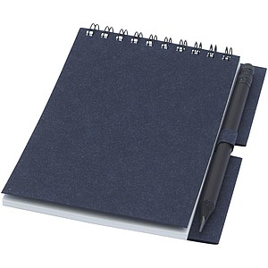 Malý poznámkový blok s tužkou a kroužkovou vazbou, modrý - reklamní zápisník