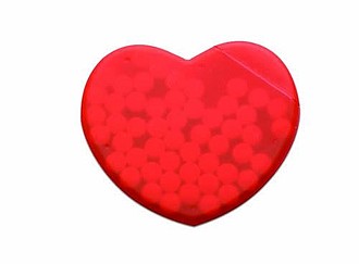 Mentolové bonbony v krabičce ve tvaru srdce, červená - ekologické reklamní předměty