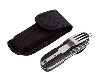 Multifunkční nůž, 7-dílný, nerezový, černá - reklamní předměty