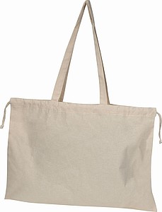 Nákupní taška z organické bavlny se stahovací šňůrkou, béžová - taška s vlastním potiskem