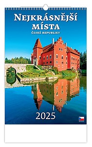 Nejkrásnější místa ČR 2025, nástěnný kalendář, prodloužená záda - reklamní kalendáře