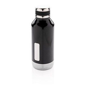 Nepropustná termo láhev s plíškem na logo, černá - reklamní předměty
