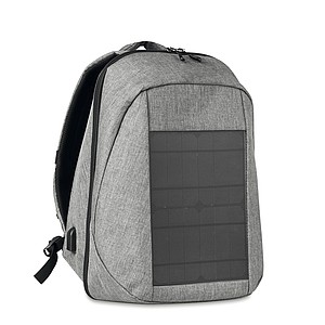 Polyesterový batoh se zabudovaným solárním nabíjecím panelem, černý - reklamní předměty