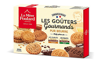 POULAS - La Mére Poulard Tradition Assortiment Les Gouters Gourmands papír 375g - kolekce francouzských sušenek 375g - reklamní předměty