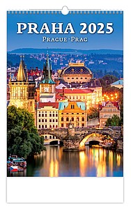 Praha 2025, nástěnný kalendář, prodloužená záda - reklamní kalendáře