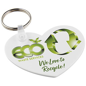 Přívěšek na klíče z recyklovaného plastu ve tvaru srdce - ekologické reklamní předměty
