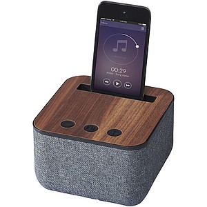 Reproduktor Shae Fabric a Wood Bluetooth®, šedá - reklamní předměty