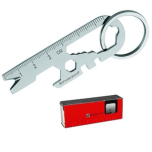 SCHWARZWOLF ATACAMA Multifunkční přívěsek na klíče, 15 ks nářadí, stříbrná - klíčenky s potiskem