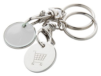 SERINO Kovový přívěsek na klíče s žetonem do nákupního vozíku, bílý - klíčenky s potiskem