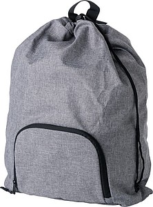 Skládací batoh se stahovací šňůrkou, 300D polyester, šedý - batoh s potiskem