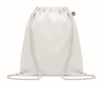 Stahovací batoh z organické bavlny, bílý - batoh s potiskem